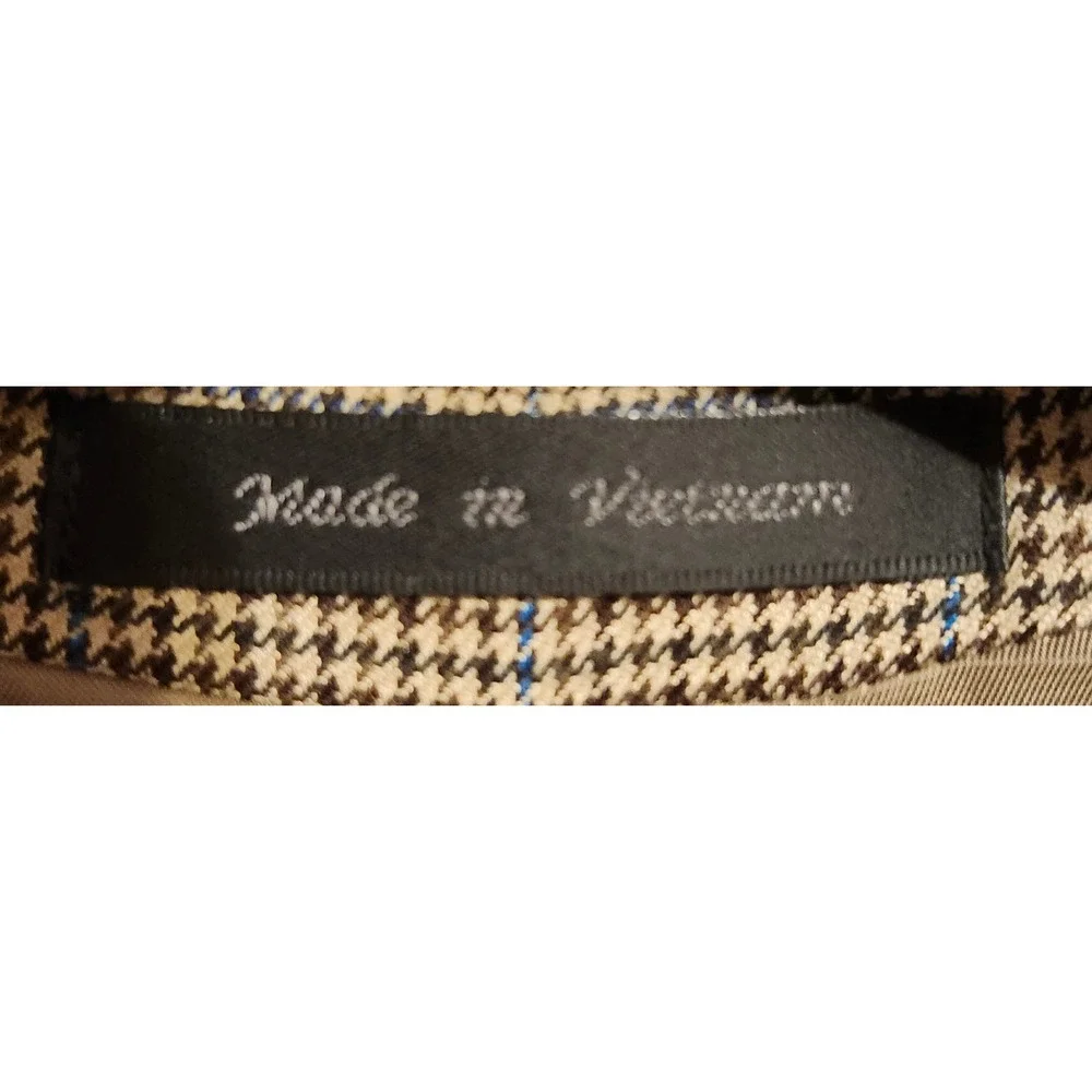 Lauren Ralph Lauren Mens 44L Brown Houndstooth Blue Windowpane Blazer Sport Coat